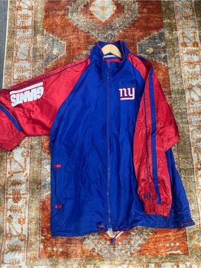 NFL New York Giants Blue and Red Windbreaker Jacket XL